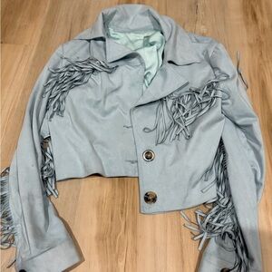 Stylish Gray Fringe Women's Jacket